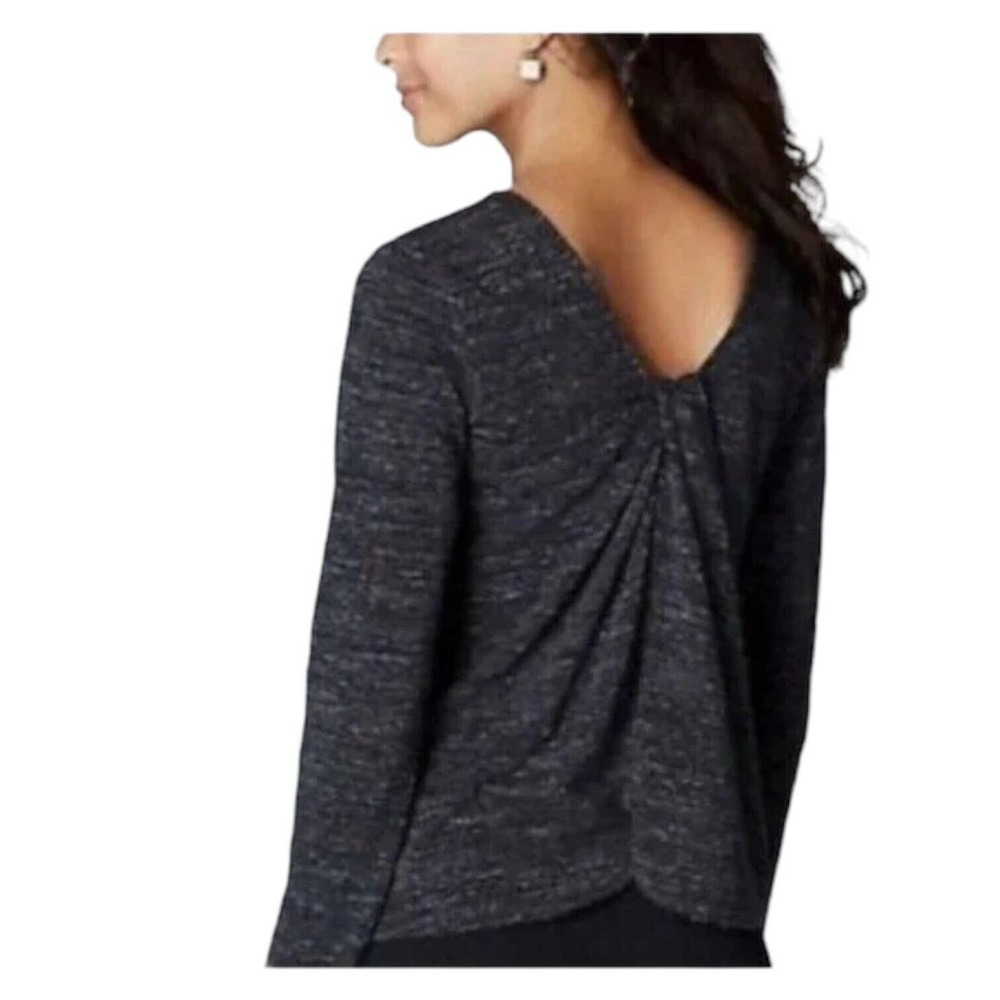 Pure Jill by J Jill Knot Back Long Sleeve Marled Round Neck Gray L